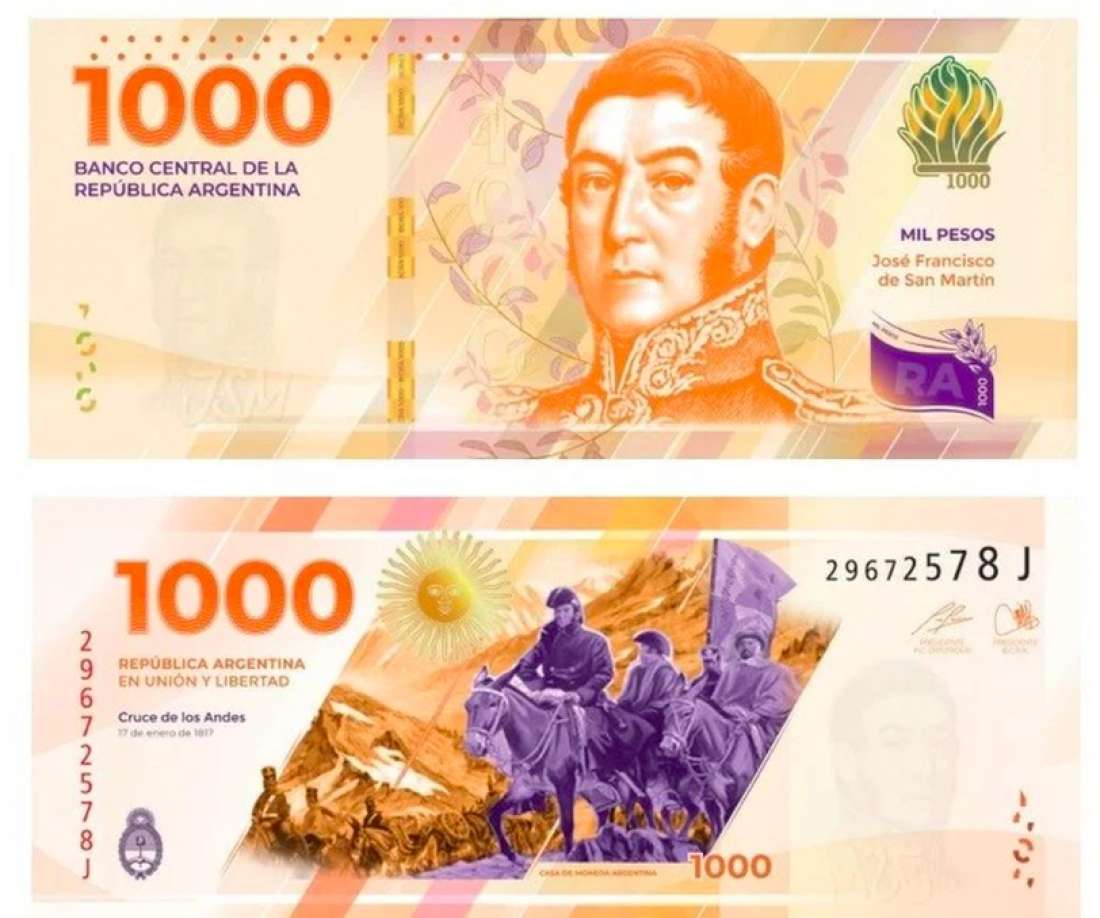 Conocé el nuevo billete de $1.000 con la imágen de San Martín